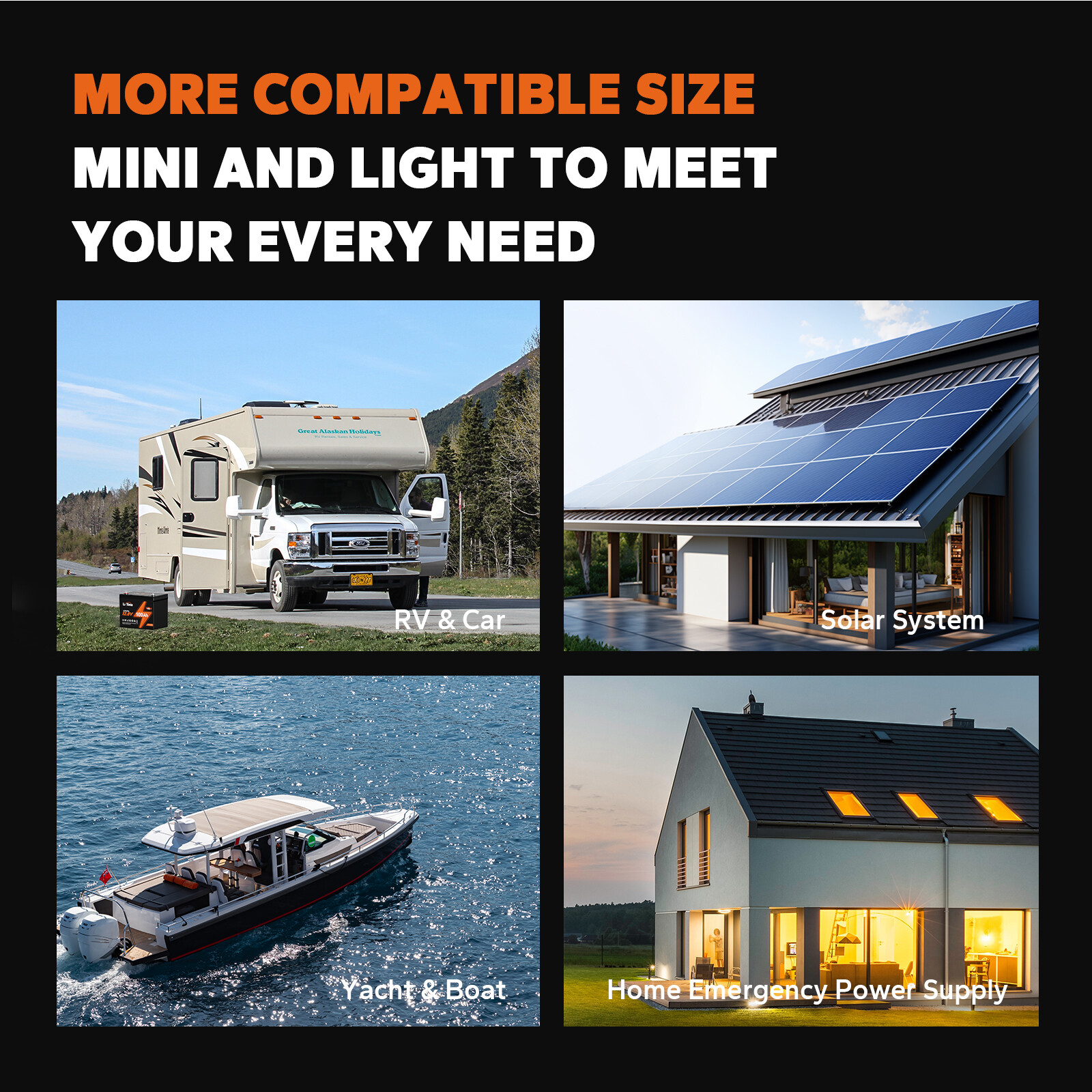 LiTime 12V 100Ah Group 24 LiFePO4 Lithium Battery Built-In 100A BMS 1280Wh