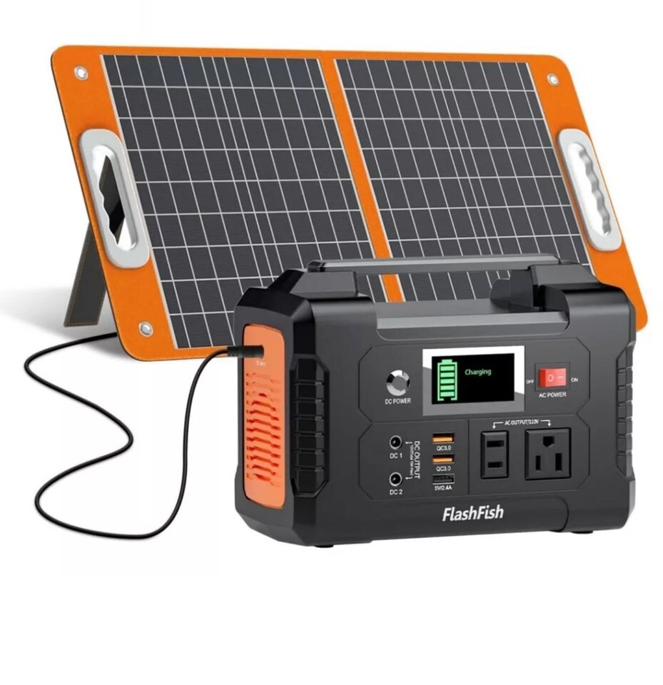 FlashFish 200W 151Wh Portable Power Station & 60W 18V Foldable Solar Panel A5M0