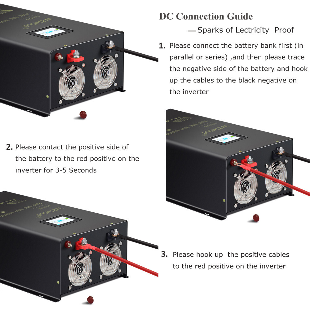 48V DC Pure Sine Wave Split Phase Inverter 3000W 120V 240V AC Solar System Home