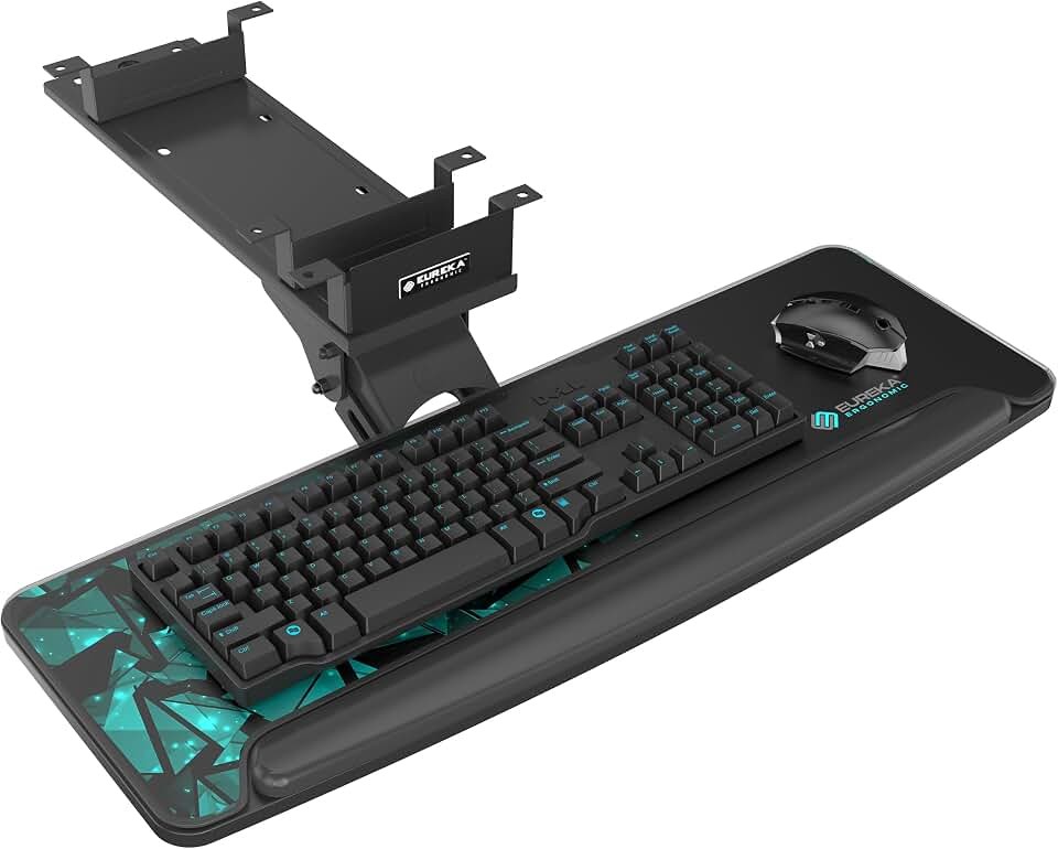 EUREKA ERGONOMIC Height Adjustable Mouse & Keyboard Tray Under Desk, 28×10”