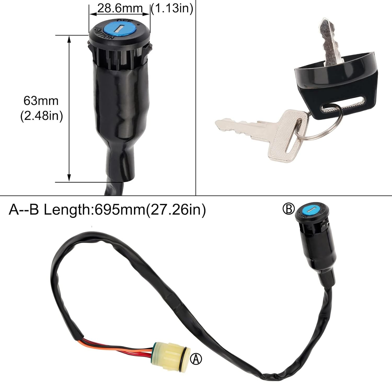 Ignition Key Switch for Honda Rancher 350 400 420/Foreman 450 500 /Rubicon 50