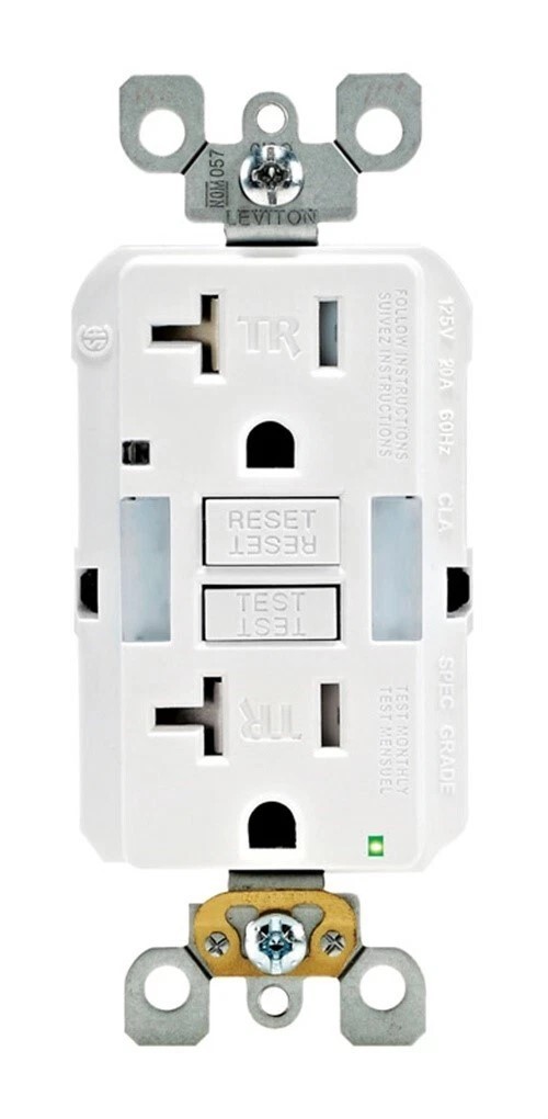 Leviton GFNL2-W 20A GFCI Outlet w/ Guidelight – Tamper-Resistant, White