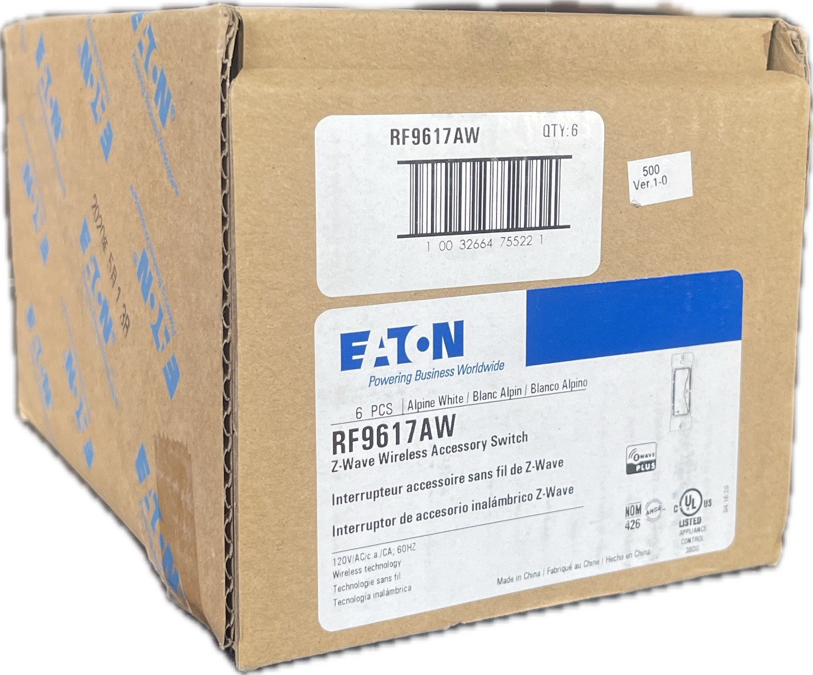 Eaton RF9617AW Z-Wave Wireless Accessory Switch Alpine White 6 Pack
