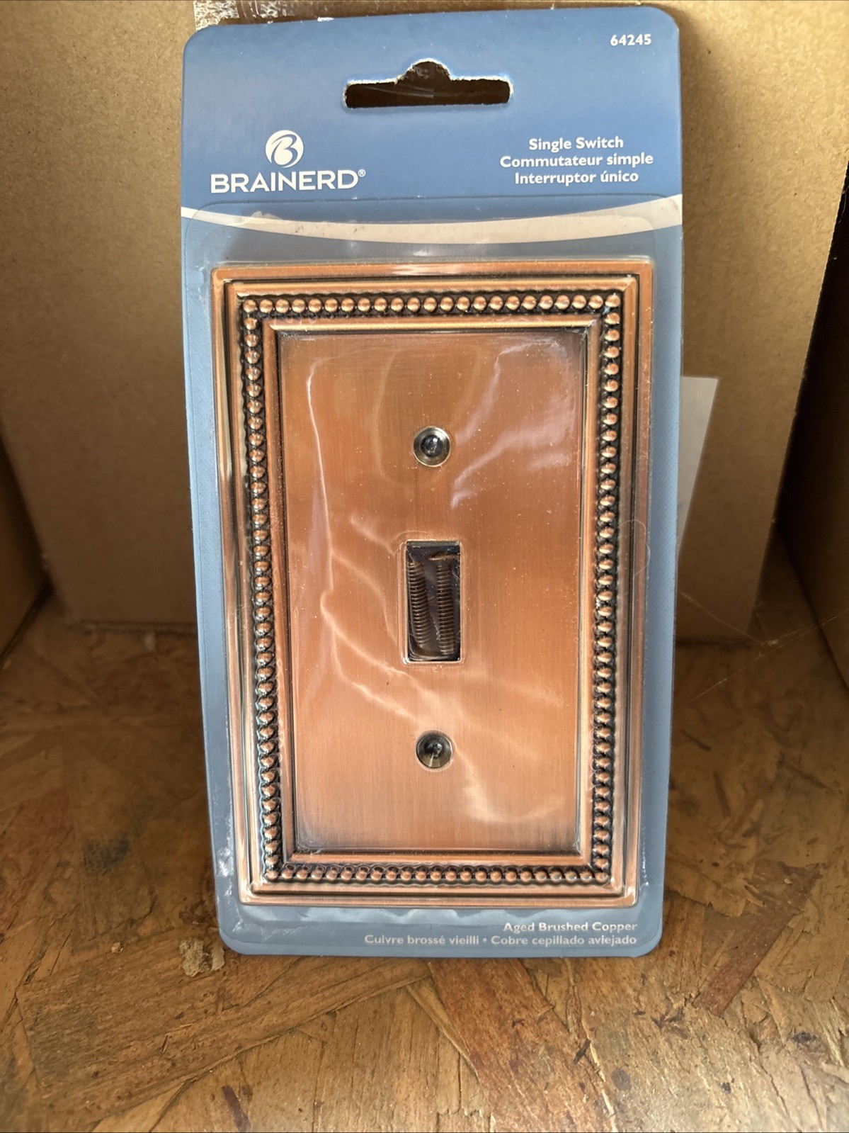 Brainerd 64245 Single Toggle Switch Plate Aged Brushed Copper