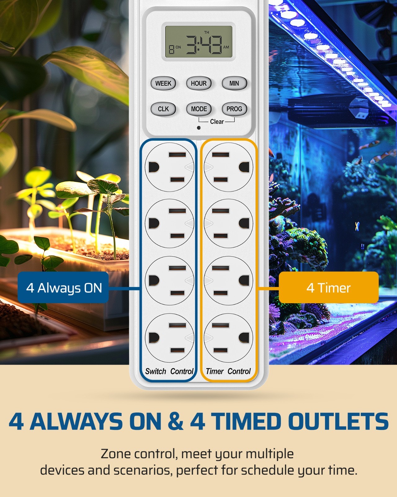 DEWENWILS 8 Outlet Power Strip with Timer, Indoor Digital Timer Outlet