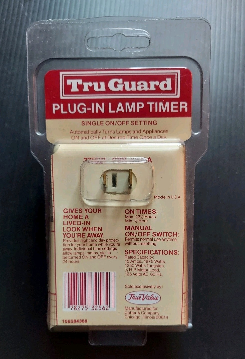 TRU GUARD PLUG-IN LAMP TIMER VTG 15 AMPS 1875 WATTS SINGLE ON/OFF SETTING NOB