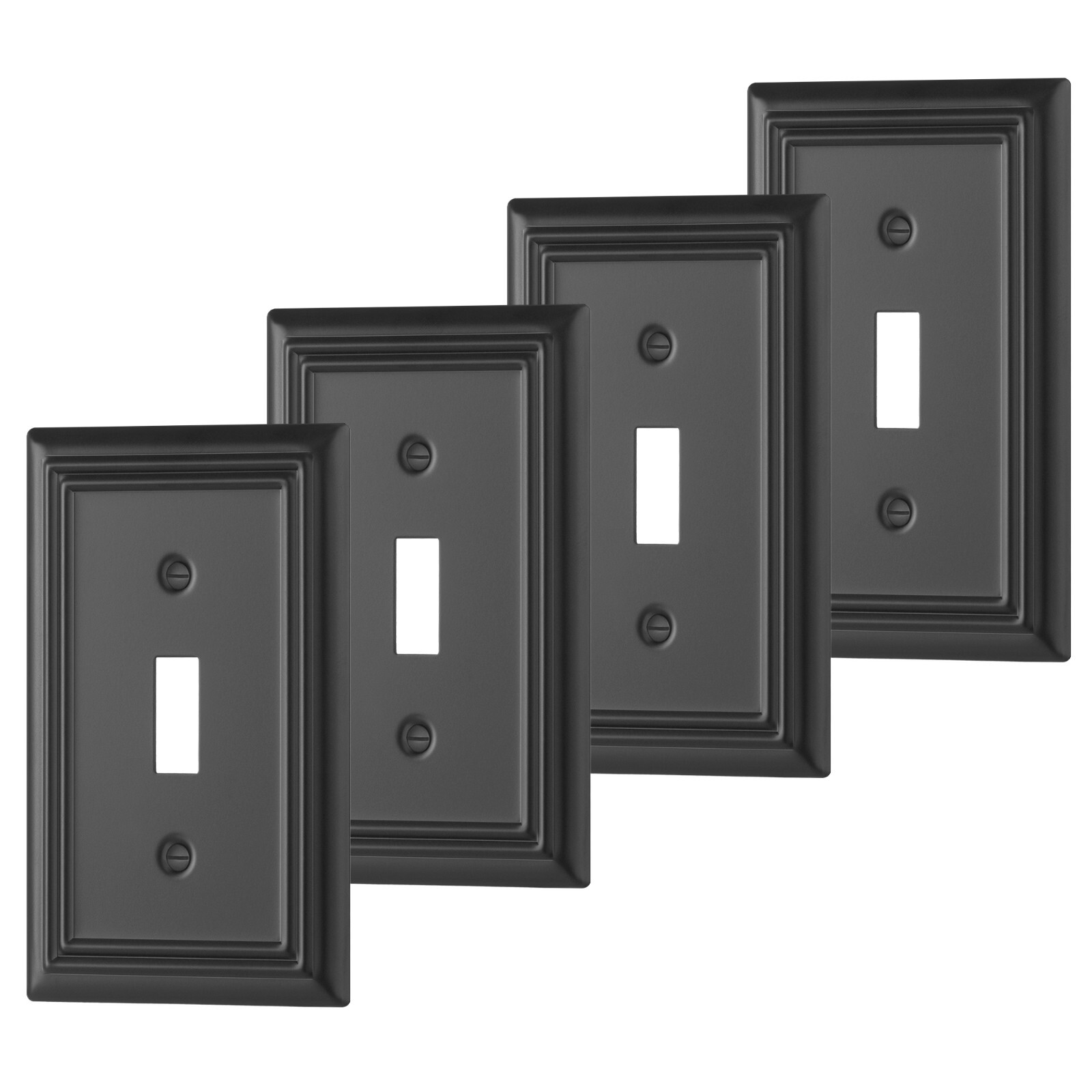 DEWENWILS 4-Pack Toggle Wall Plates, Metal Light Switch Cover with Black Finish,