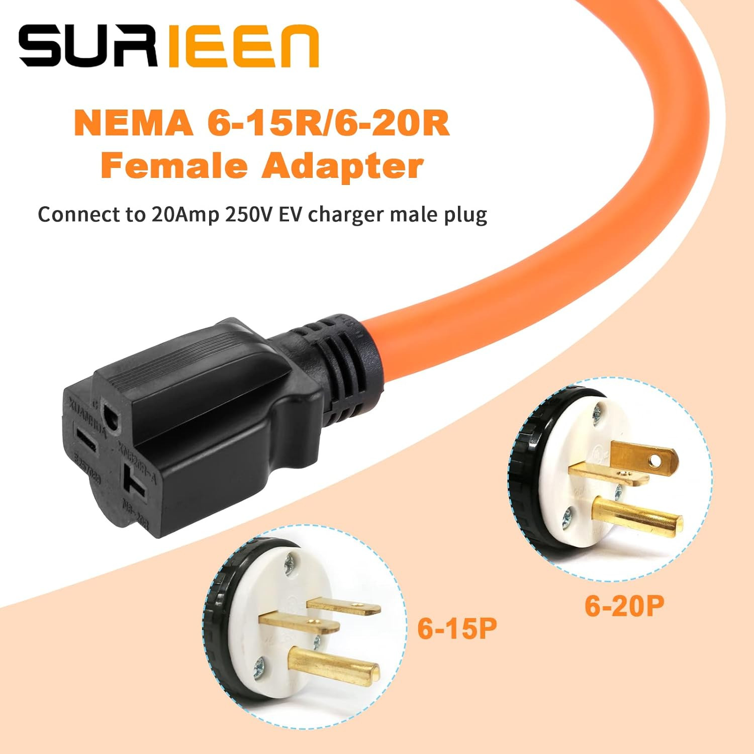 NEMA 6-50P to 6-15R/6-20R Welder Adapter Cord 50 Amp 250V 1.5FT | NEMA 3 Prong