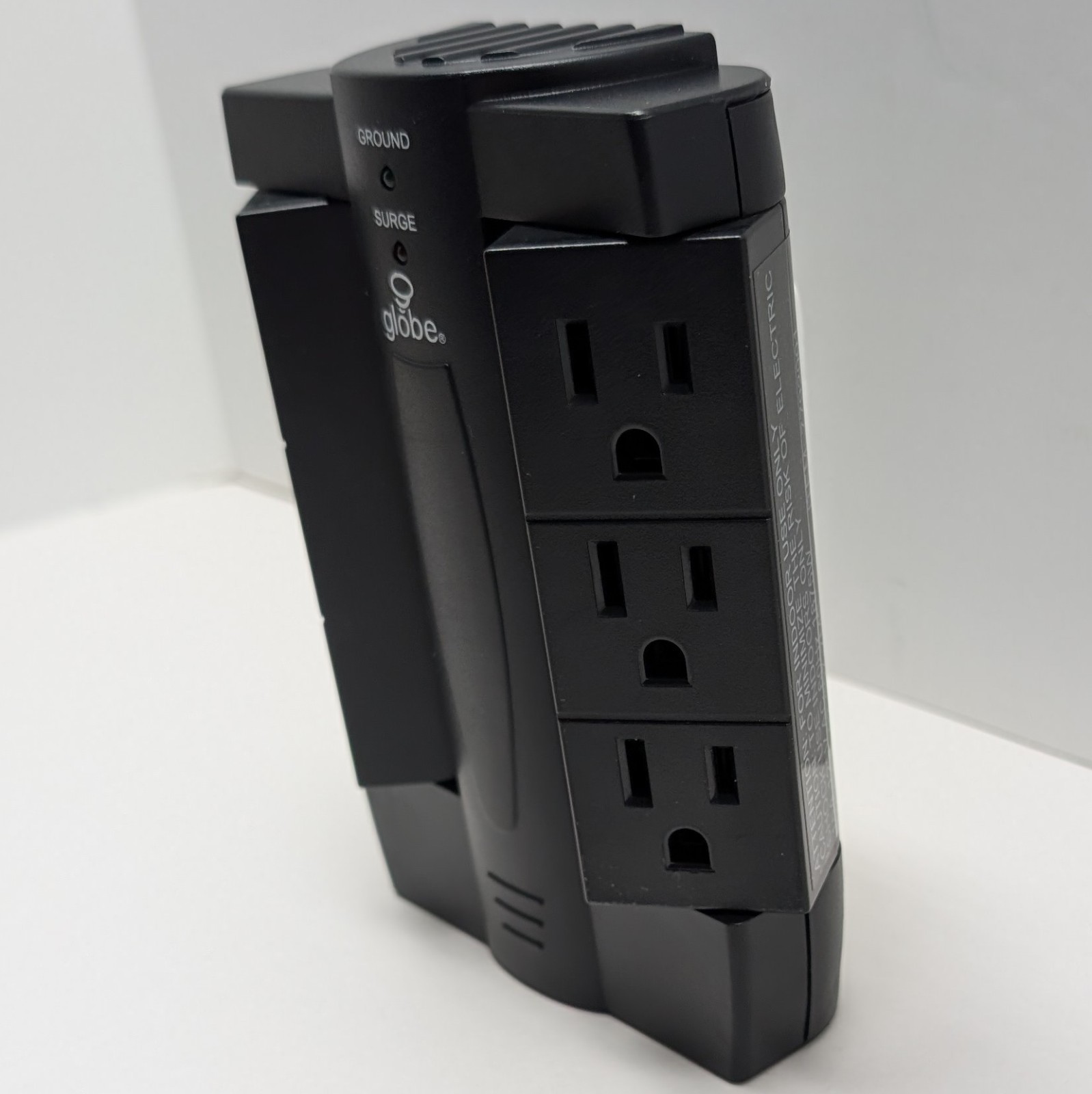 Globe Electric 6-Outlet Swivel Surge Protector Wall Tap 2100J Black – New