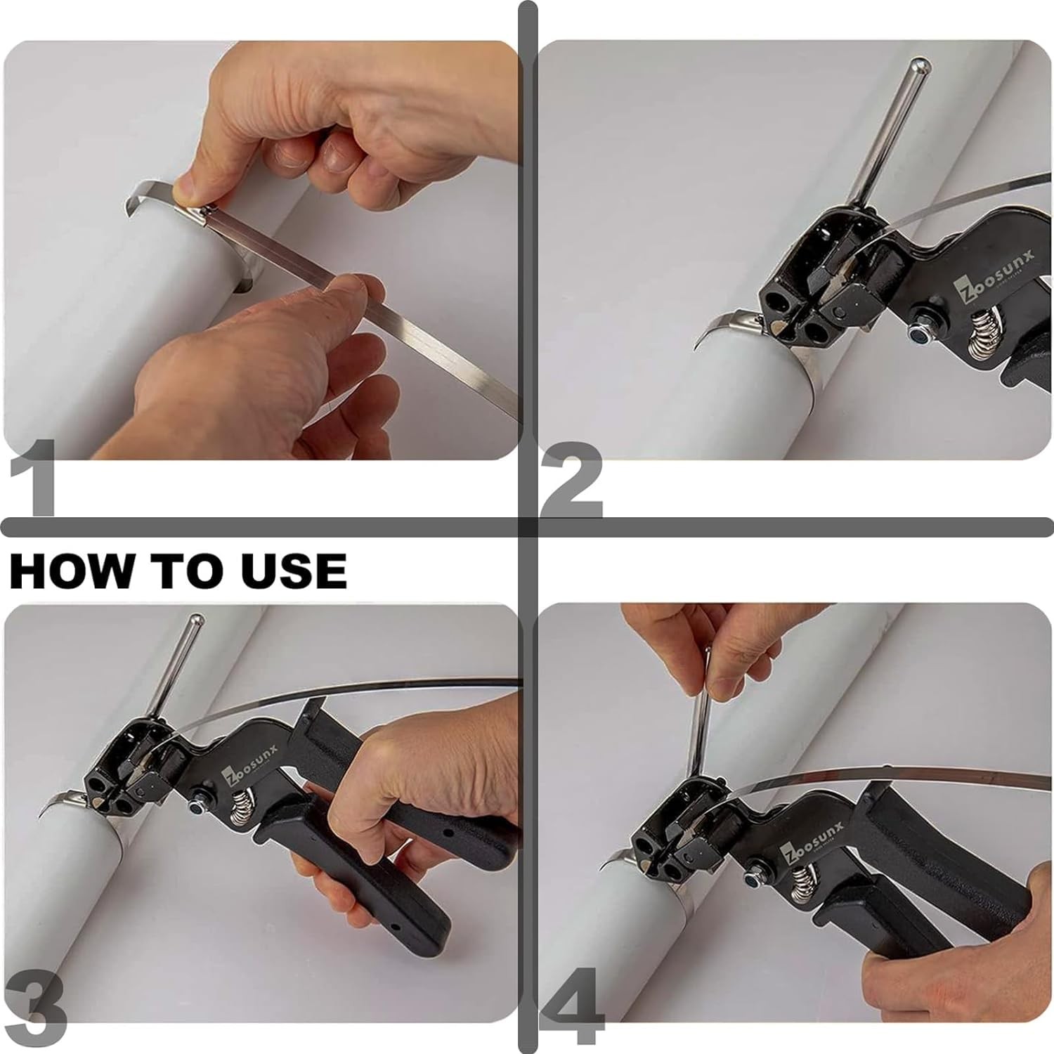 Metal Zip Ties & Cable Tie Gun Set, 100PCS 11.8 Inch 304 Stainless Steel…