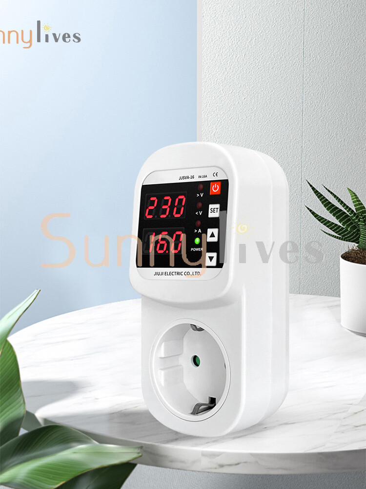 AC 220V LED Voltage Current Protection Socket Over/Undervoltage Adjustable 16A