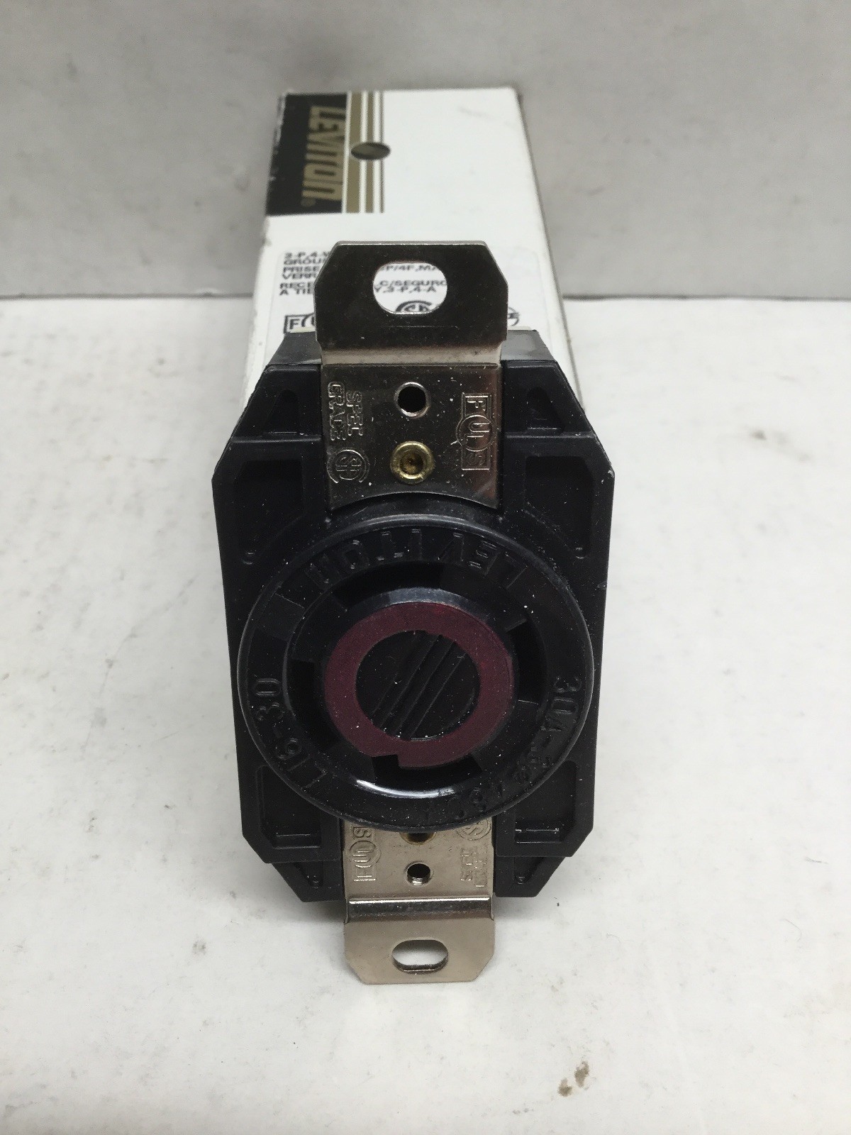 Leviton 2730 3 Phase 3 Pole 4 Wire Single Locking Receptacle 30A 480V Black
