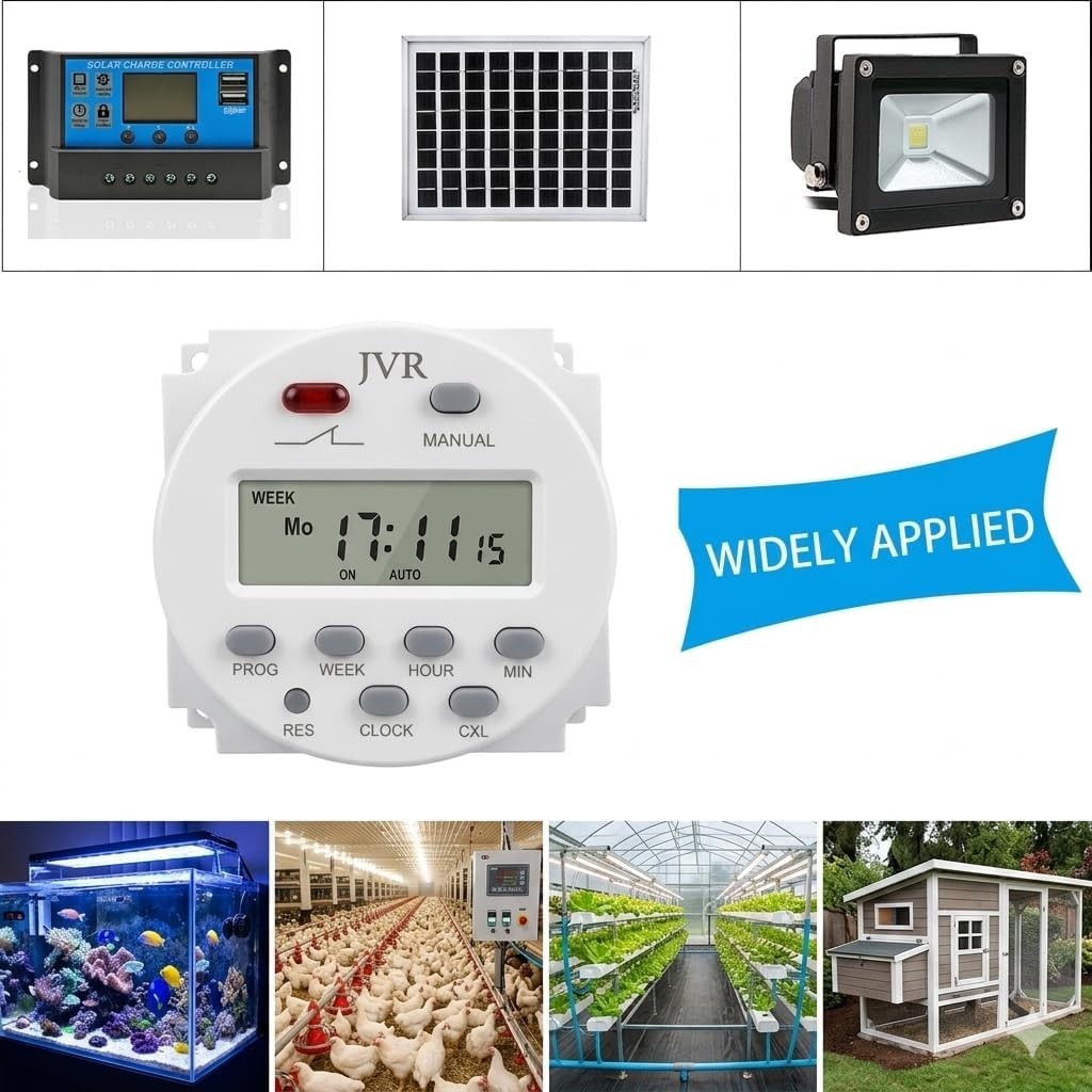 12V Programmable Timer Switch Auto ON/OFF 16 Settings DC/AC Solar Control