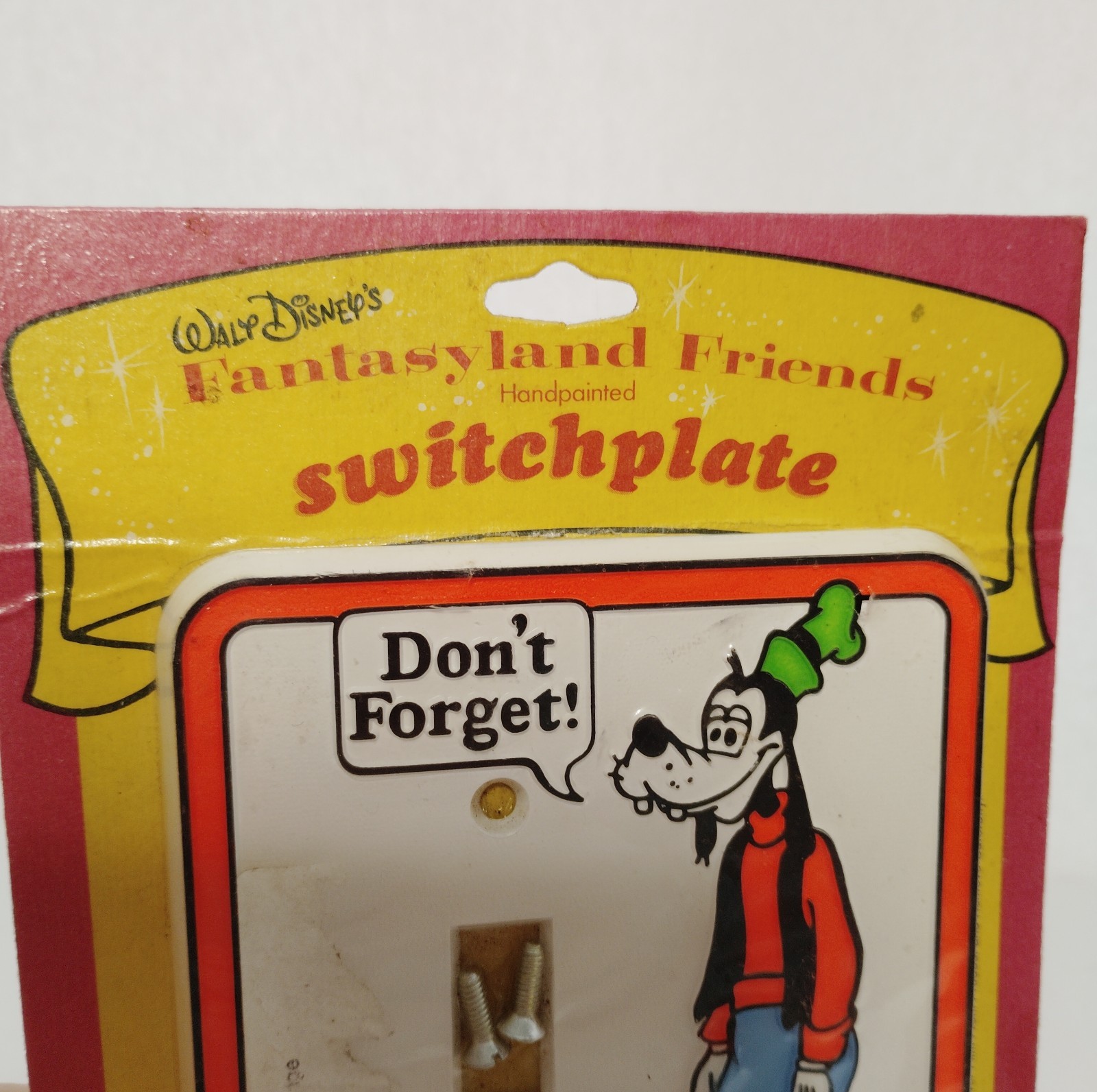 New Old Stock Vintage Disney Goofy Light Switch Plate Cover 70s Don’t Forget
