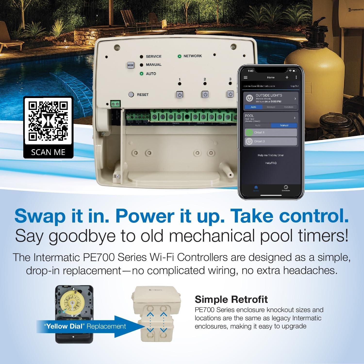 7-Day Wi-Fi Pool Timer – 2-Circuit, 30A for Pumps, Lights & Spa Equipment