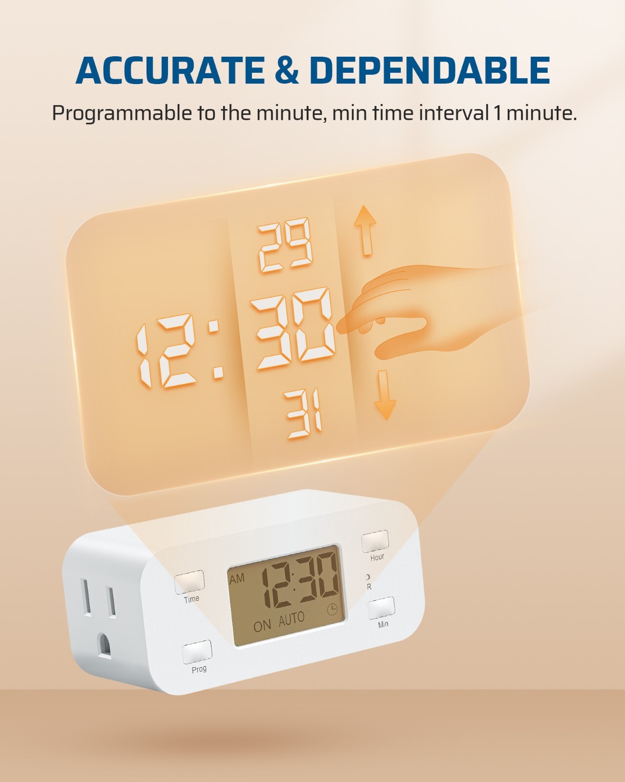 DEWENWILS 24 Hour Programmable Digital Timer Outlet, 2 Pack 3 Prong, 1/2 HP