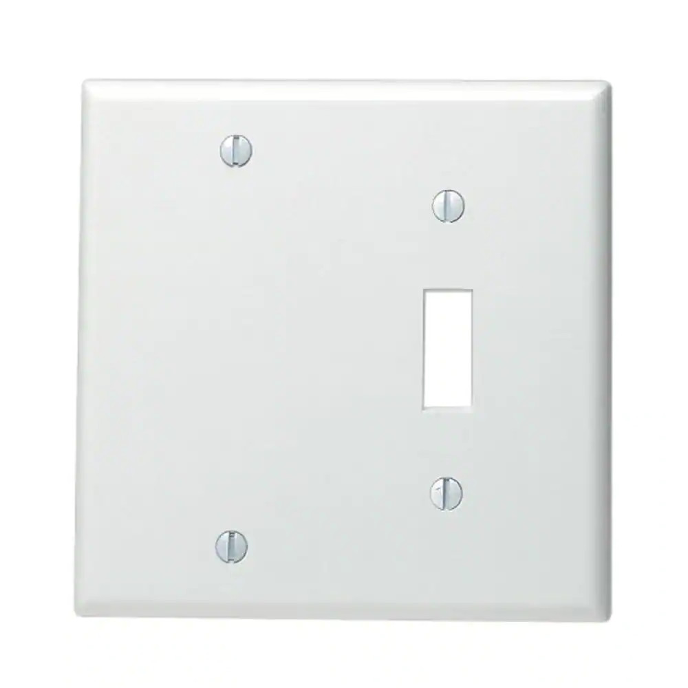 White 2-Gang 1-Toggle/1-Blank Wall Plate (1-Pack)