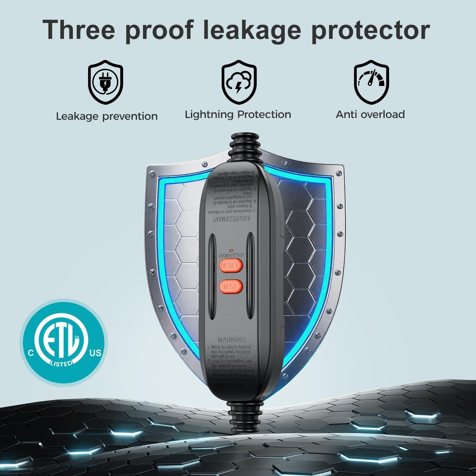 OAONAN Inline GFCI Plug 15 Amp Auto Reset Ground Fault Protection