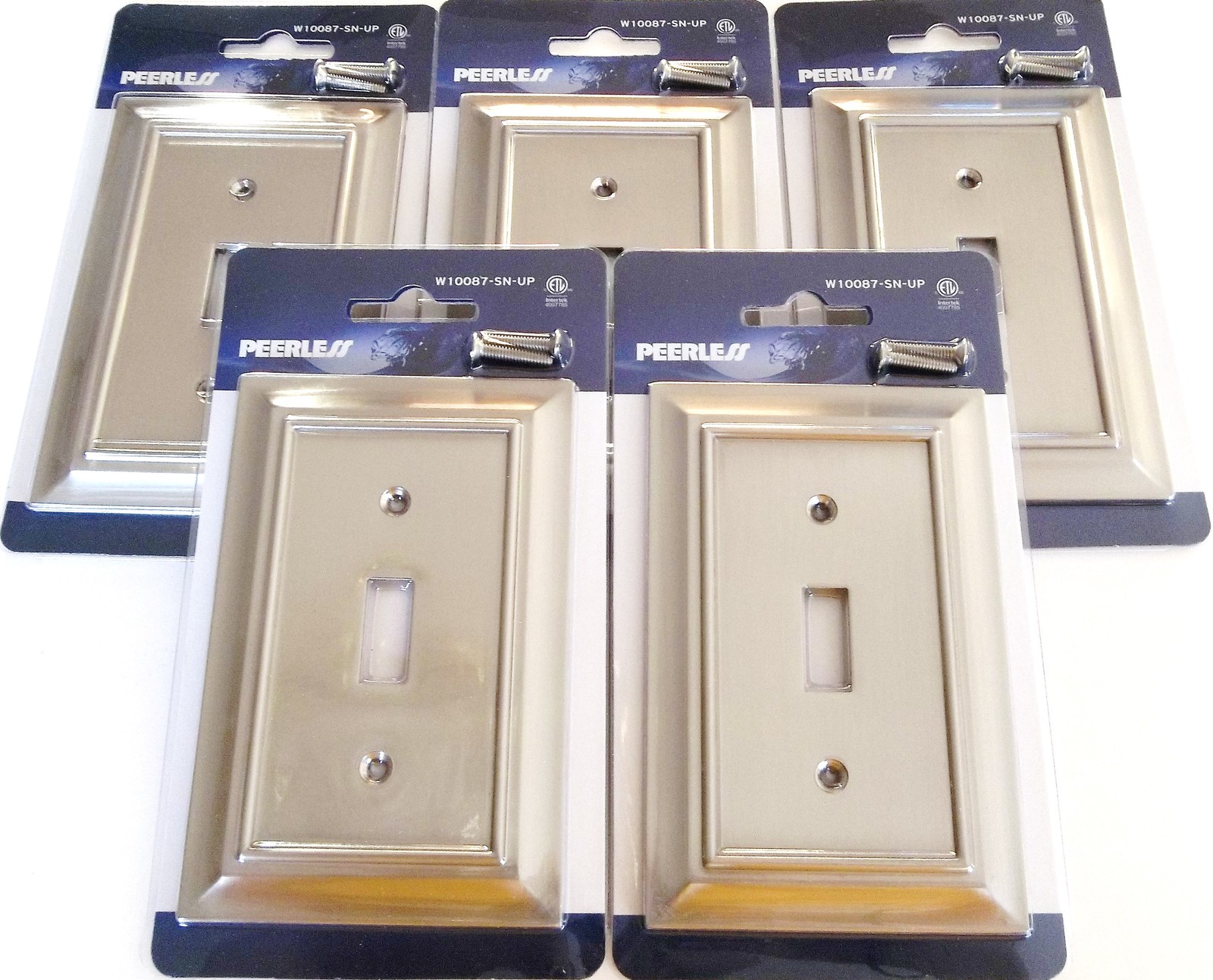 5 PEERLESS SATIN NICKEL WALL SWITCH PLATE COVER LIGHT SINGLE TOGGLE W10087 GANG