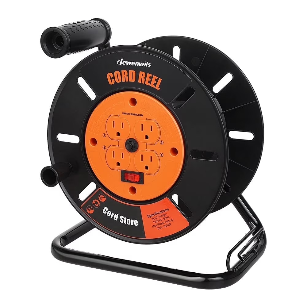 DEWENWILS Retractable Extension Cord Reel for 100 ft of 14 or 16 gauge cord
