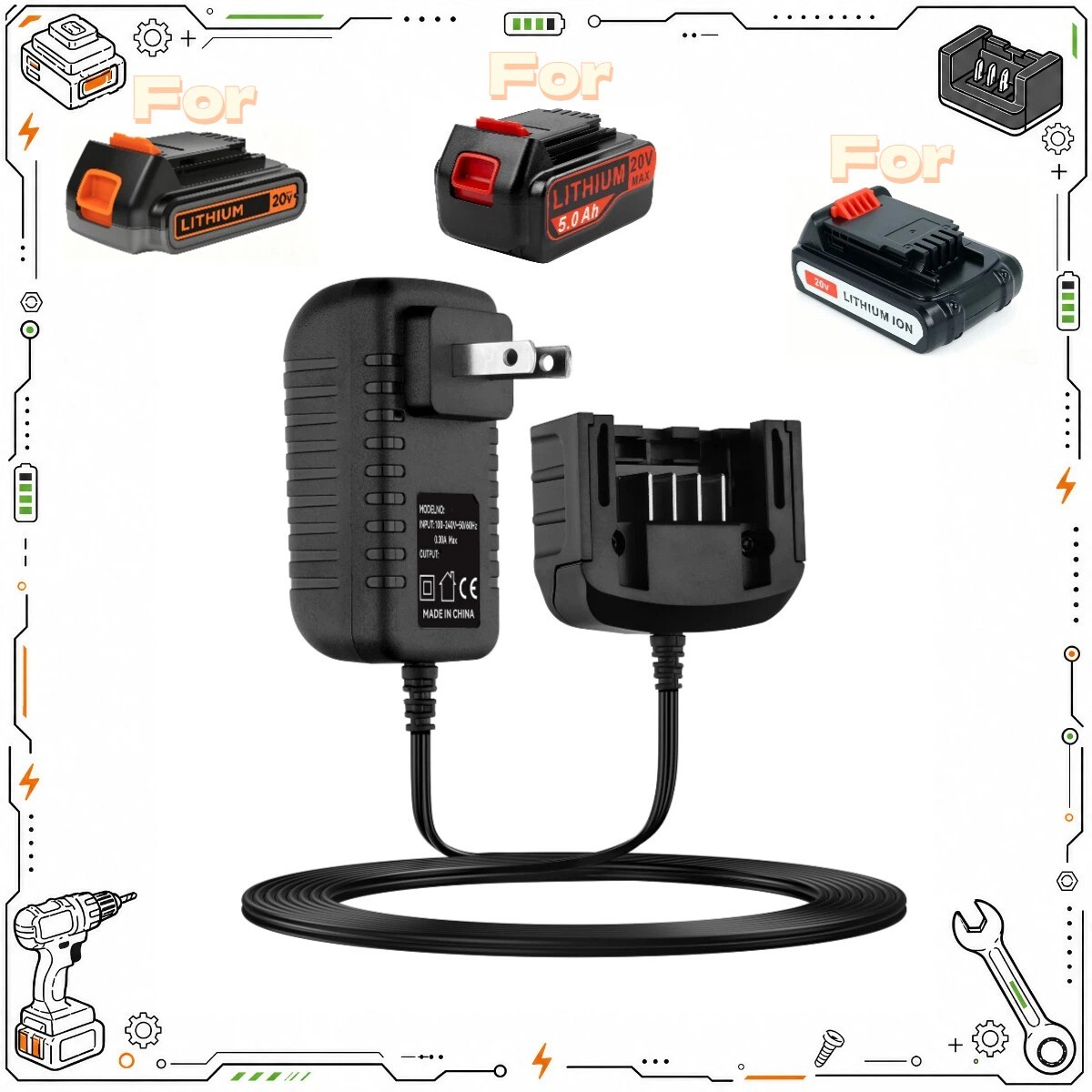 20v Battery Charger Compatible with Black and Decker LBXR20 LBX4020 LBX20