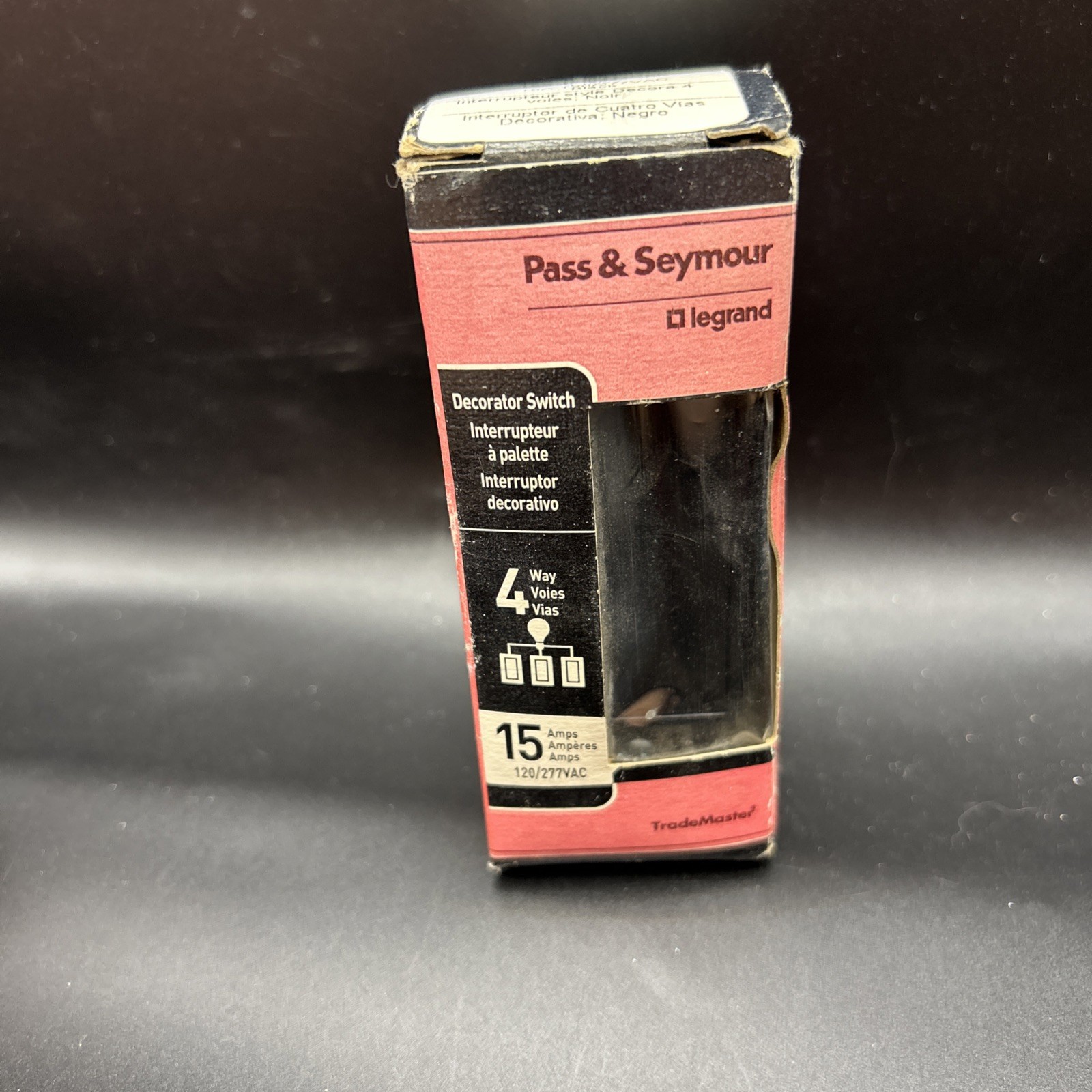 Pass & Seymour 4 Way Decorator Switch Black 15 Amp New Old Stock C3