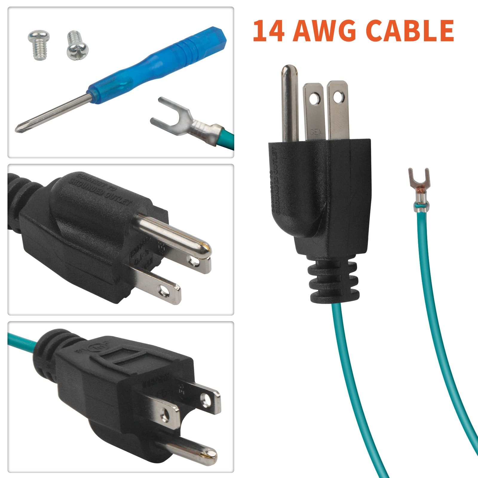 Shielded Ethernet Patch Panel Bond Ground Extension Cord –14AWG (Y-Terminal 6…