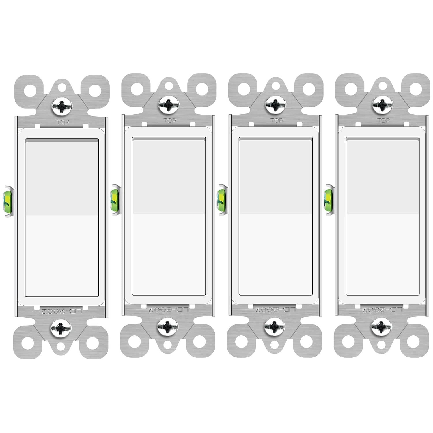 3 Way Switch White, 4 Pack Three Way/Single Pole Light Switch Rocker Switches 1