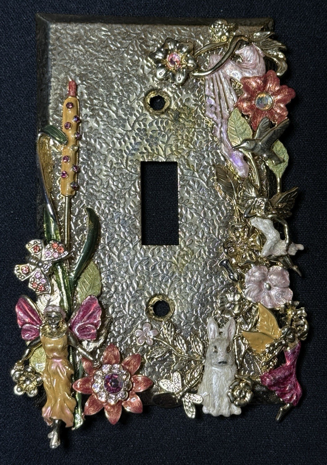 Kirks Folly Outlet Cover Forest Fairy Gold Tone Fairies Sprite Floral Whimsy