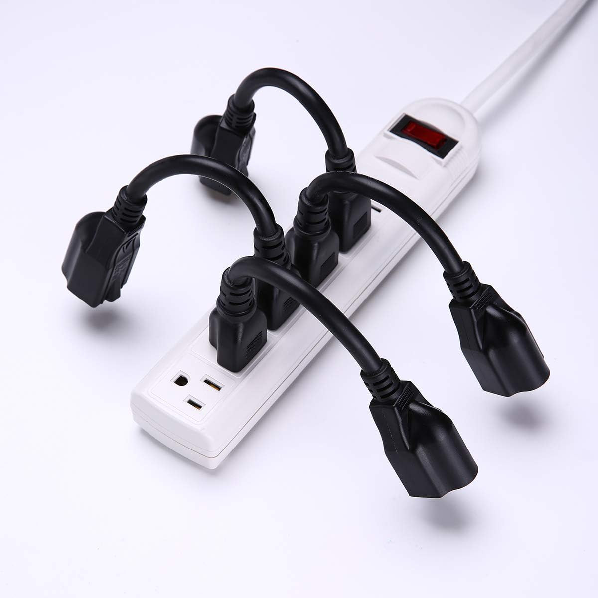 [ETL Listed] Short Power Extension Cord Outlet Saver, 16AWG/13A, 3 Prong (4 Pac