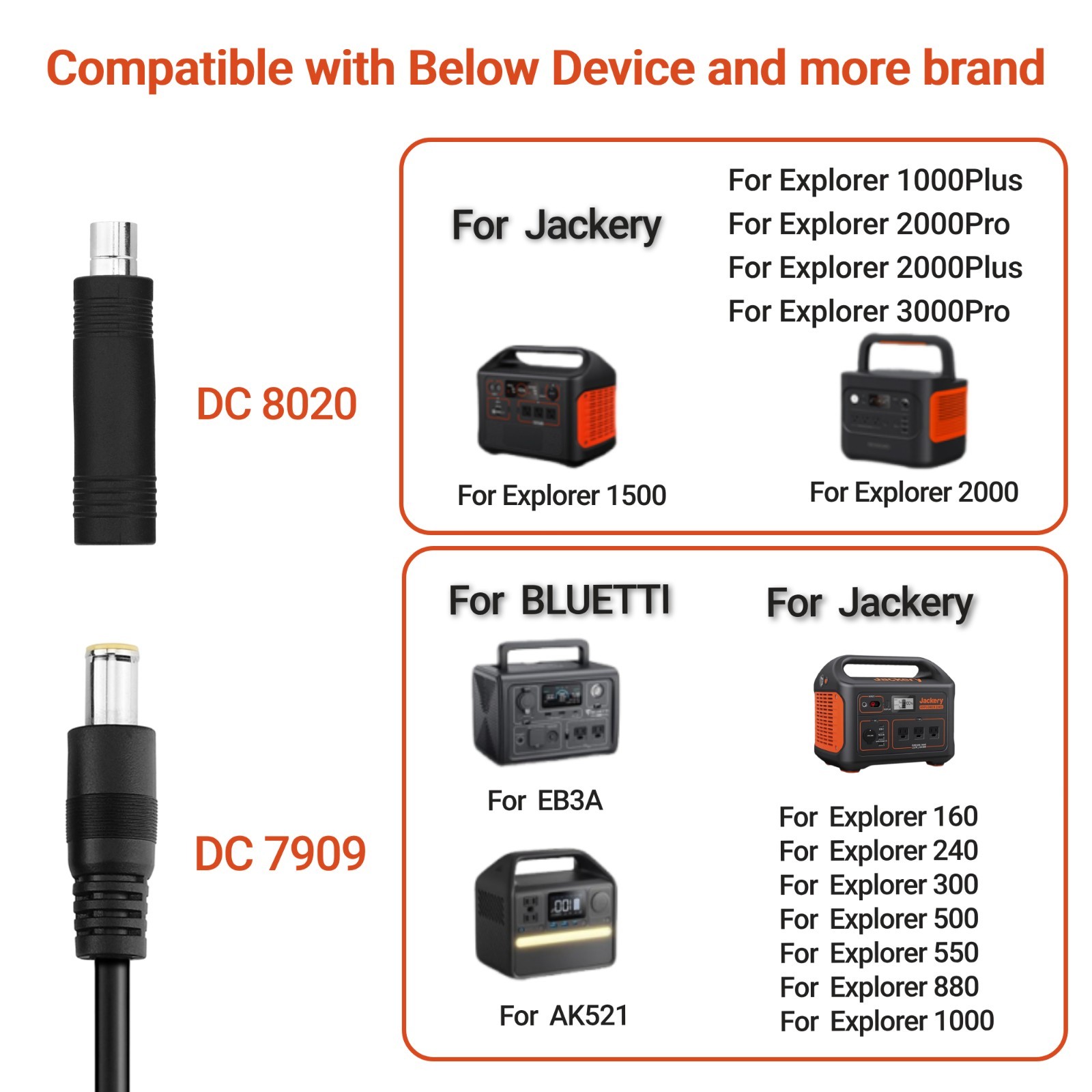 Solar Panel Adapter for Jackery Solar Connector to DC 8mm Extension Cable