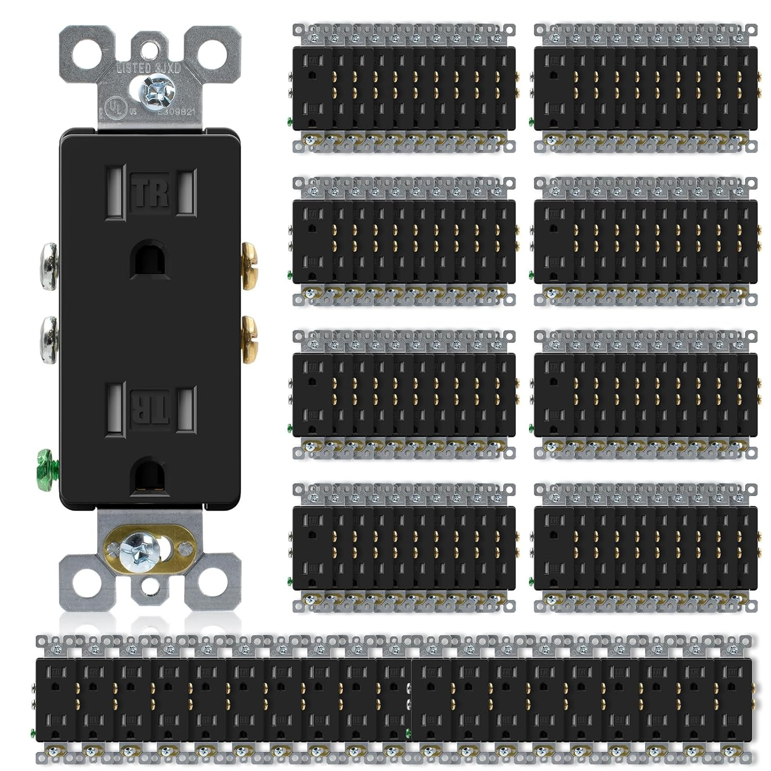 15 Amp Tamper Resistant White Electrical Wall Outlet, 125V, UL Listed, 20 Pack