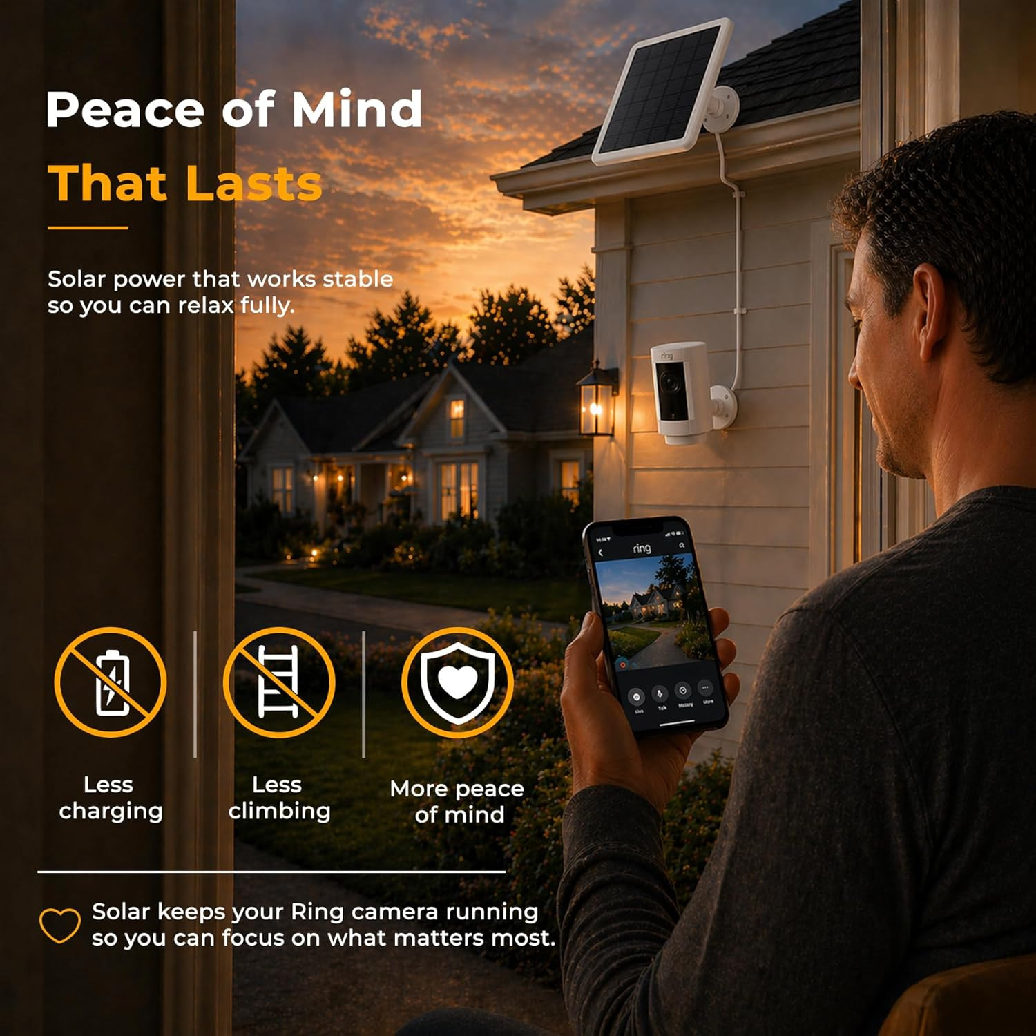 8W Solar Panel for Ring Camera, 3-Pack Solar Panel Charger Compatible with Ring