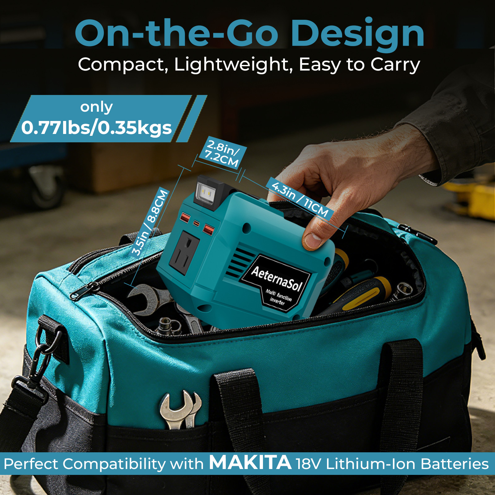 For Makita 18V Battery Power Inverter 250W Peak 500W AC 110V 3 USB Ports