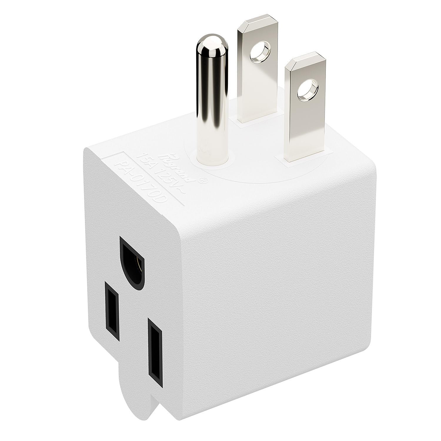 90 Degree Adapter Right Angled Downward USA 3-Prong Down Angle, White