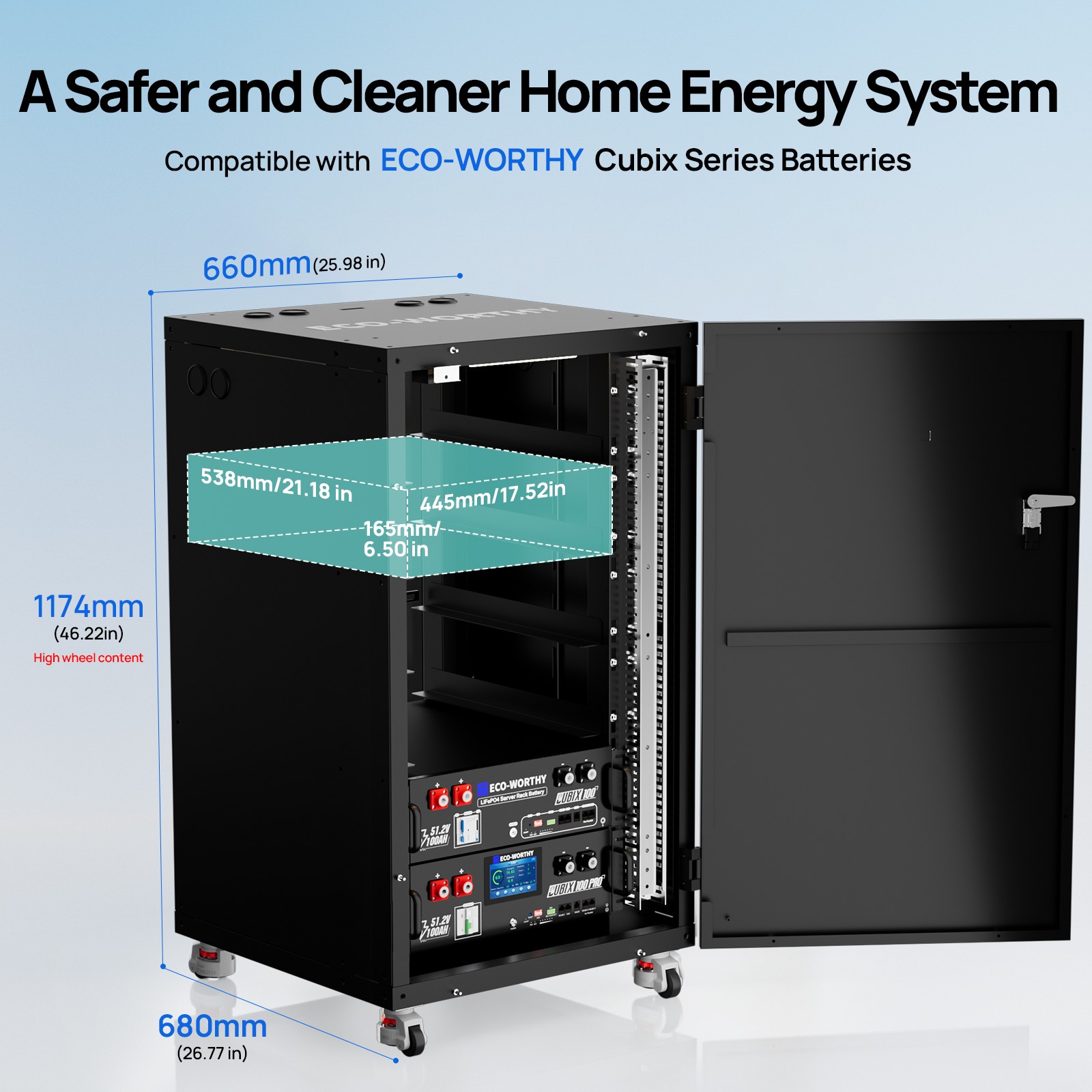 ECO-WORTHY RACK6 V3 Enclosed Server Rack Battery Cabinet with 600A Busbar