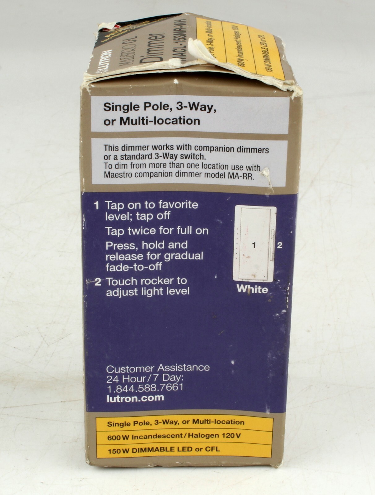 *Lutron Maestro 150-W Single-Pole/3-Way/Multi-Location Dimmer MACL-153MR-WH
