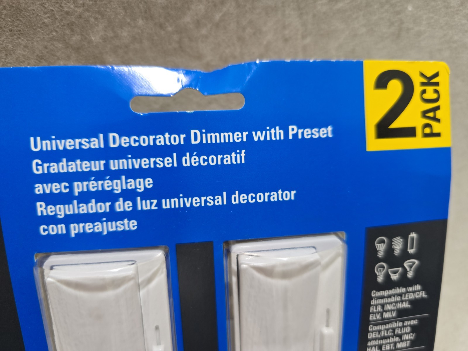 2 Pack Eaton LED Universal Decorator Dimmer with Preset DUL06P-2 White