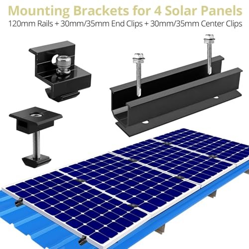 Solar Panel Mounting Brackets, 4.72″ Rails + 1.38″& 1.18″ clamps Black
