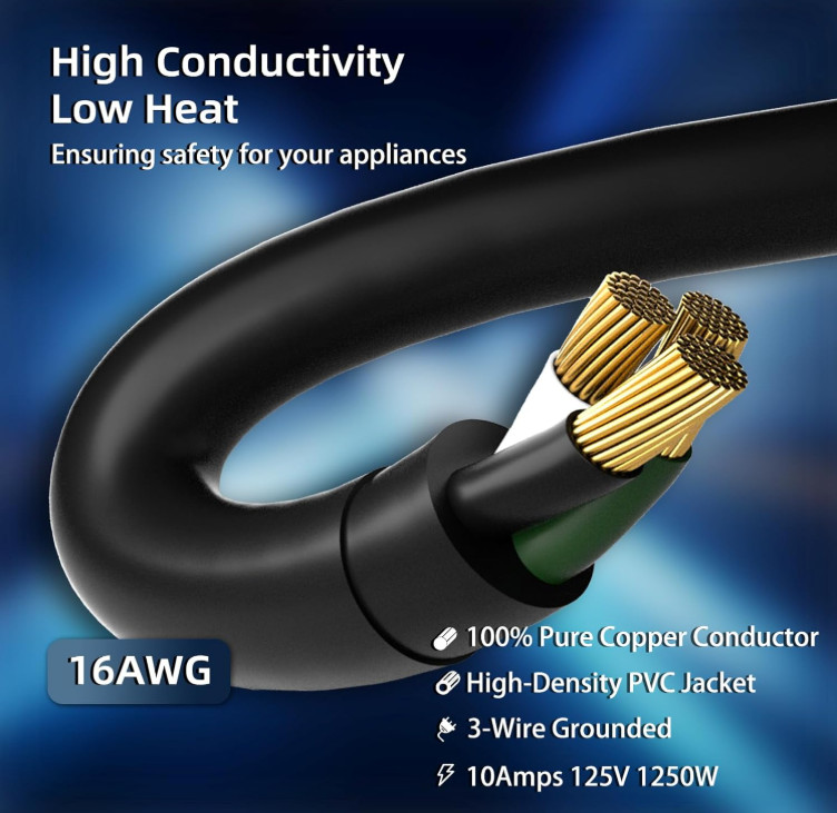 Alargador de Corriente 150 FT 16 AWG SJTW para Uso General Exterior