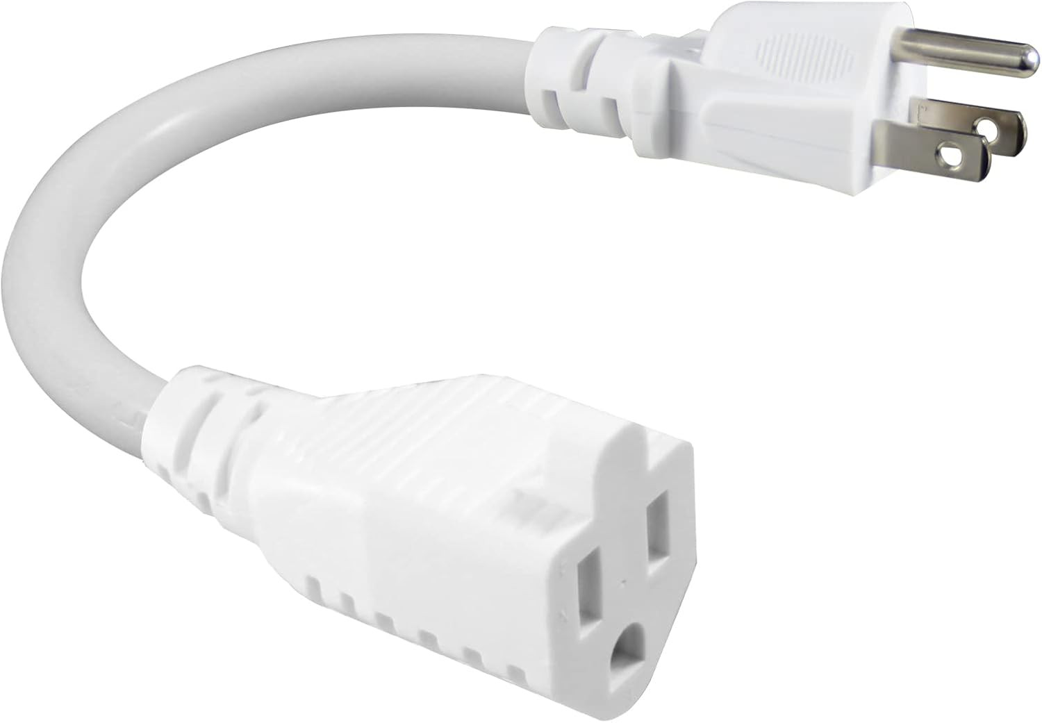 6 Inch Mini Indoor Grounded 3Prong Power Extension Cord 16AWG Small