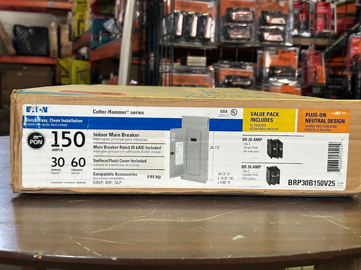 Eaton BR 150A 30SPC 60 Circuit Main Breaker Indoor Plug On Neutral Load Center