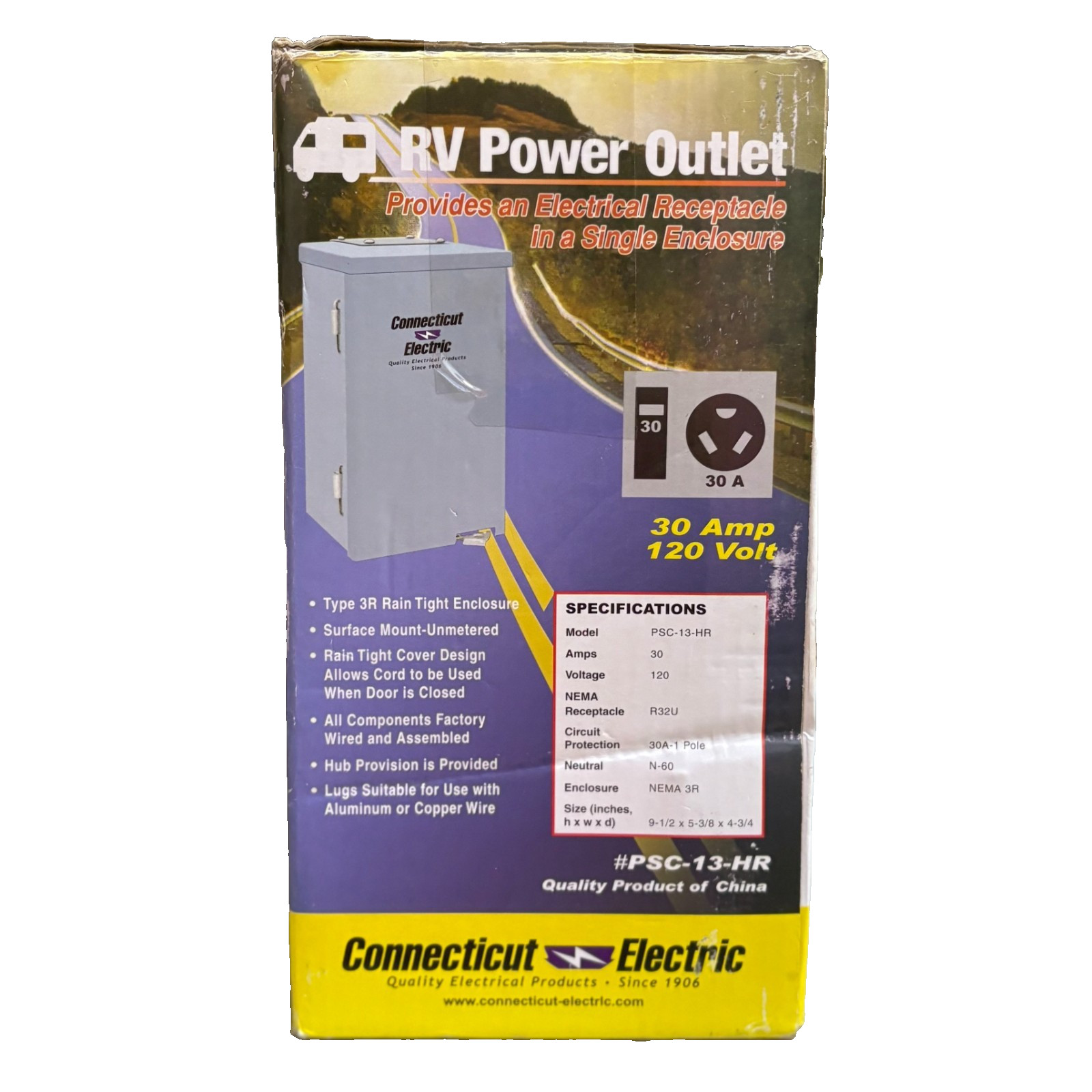 Connecticut Electric PS-13-HR RV Power Outlet Panel 30A 120V Grey Open Box