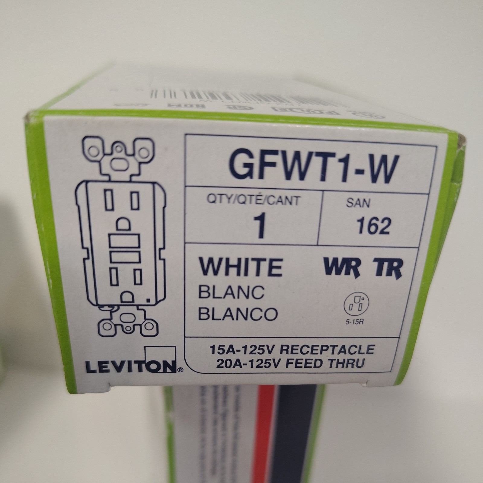 Leviton GFCI GFWT1-W White SmartlockPro 20A-125V Commercial weather resistant