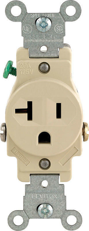 Leviton 20 amps 125 V Single Ivory Outlet 5-20R 05801-KIS