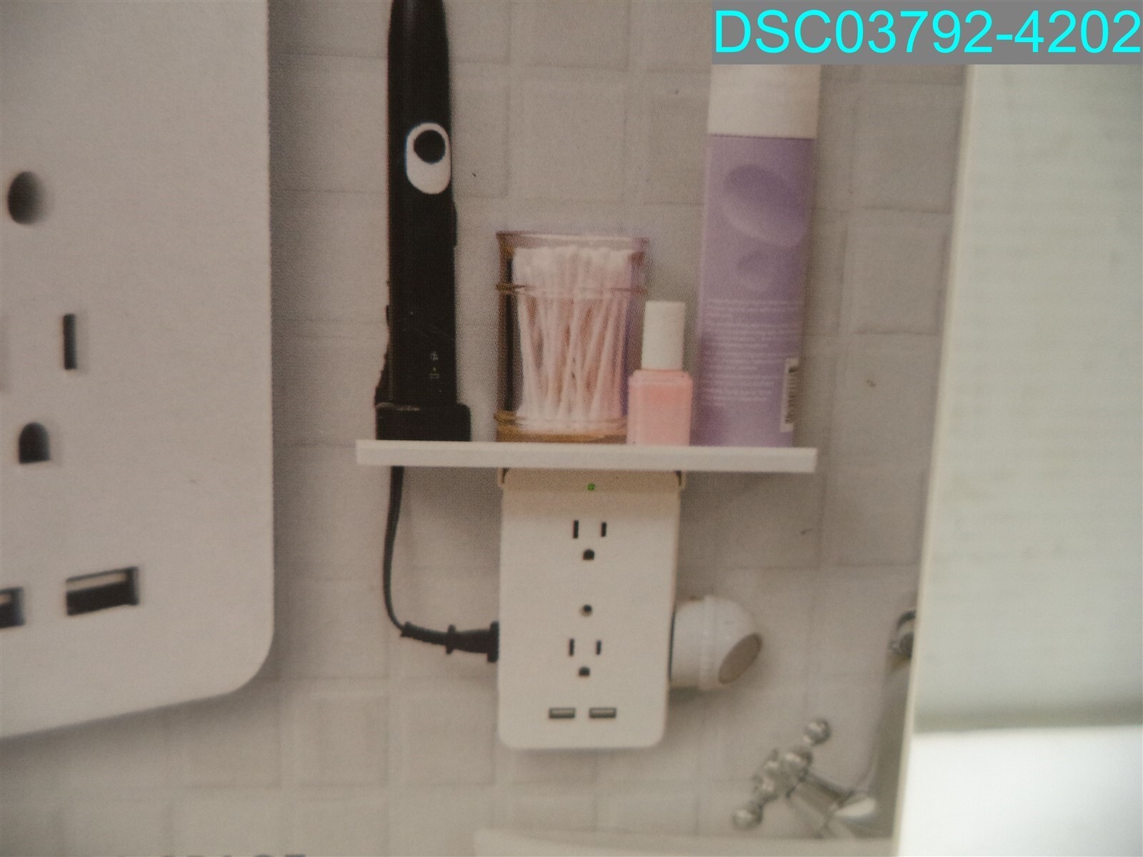 QTY=2: Sharper Image Socket Shelf Cordless Wall 6-Outlet Extender White