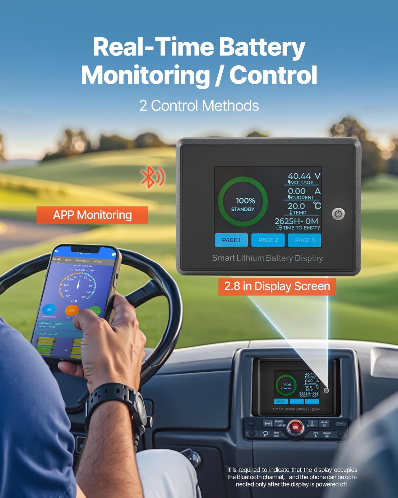 VEVOR 36V 105Ah Golf Cart Lithium Battery 20A Charger LCD Monitor & 4000+ Cycle