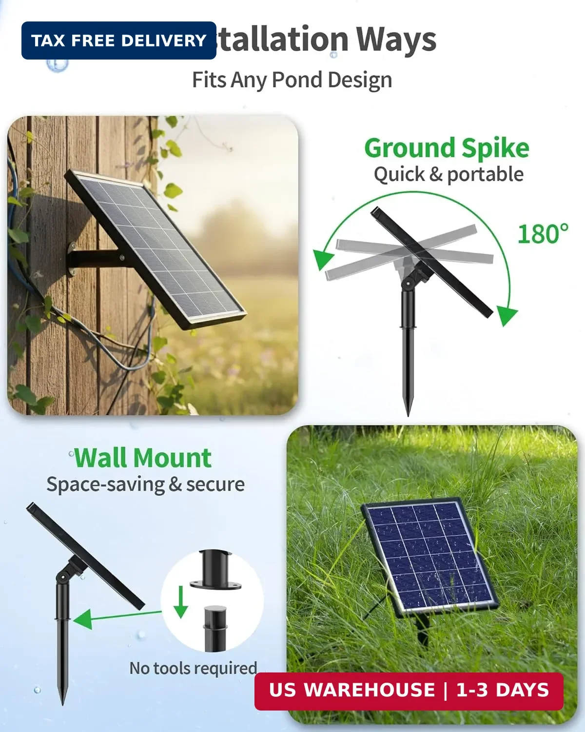 POPOSOAP 4W Solar Pond Aerator, Solar Air Pump for Pond with Battery Backup 24/7