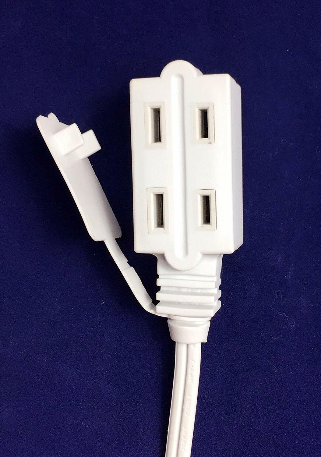 6 ft Ext Cord White UL Heavy duty Household 16 Gauge White Power Cord with 3 Tap