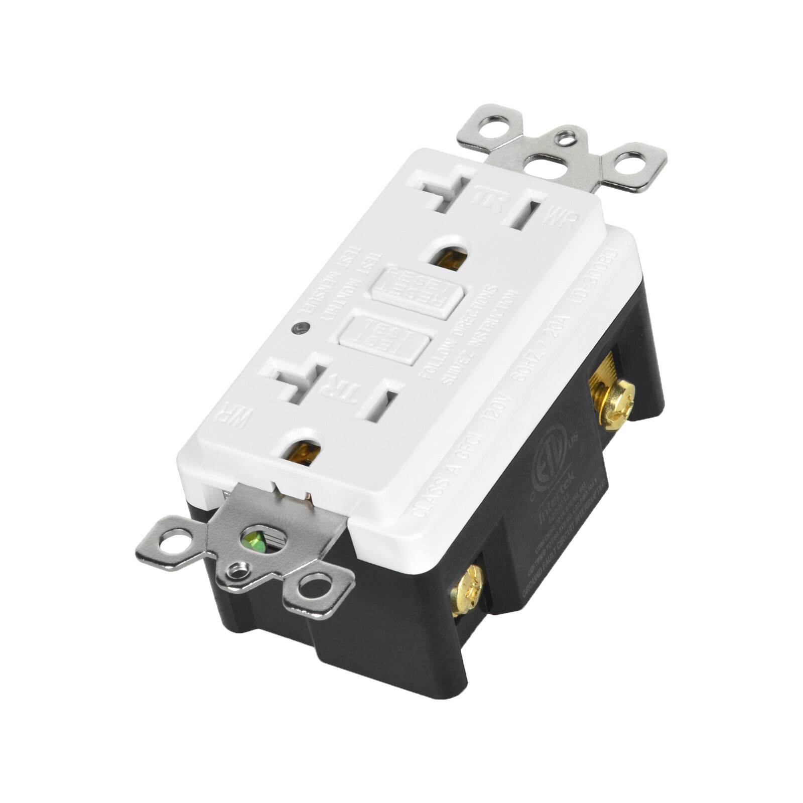 20Amp GFCI Outlet White 125V Weather Tamper Resistant 20A Receptacle w/LED NEW
